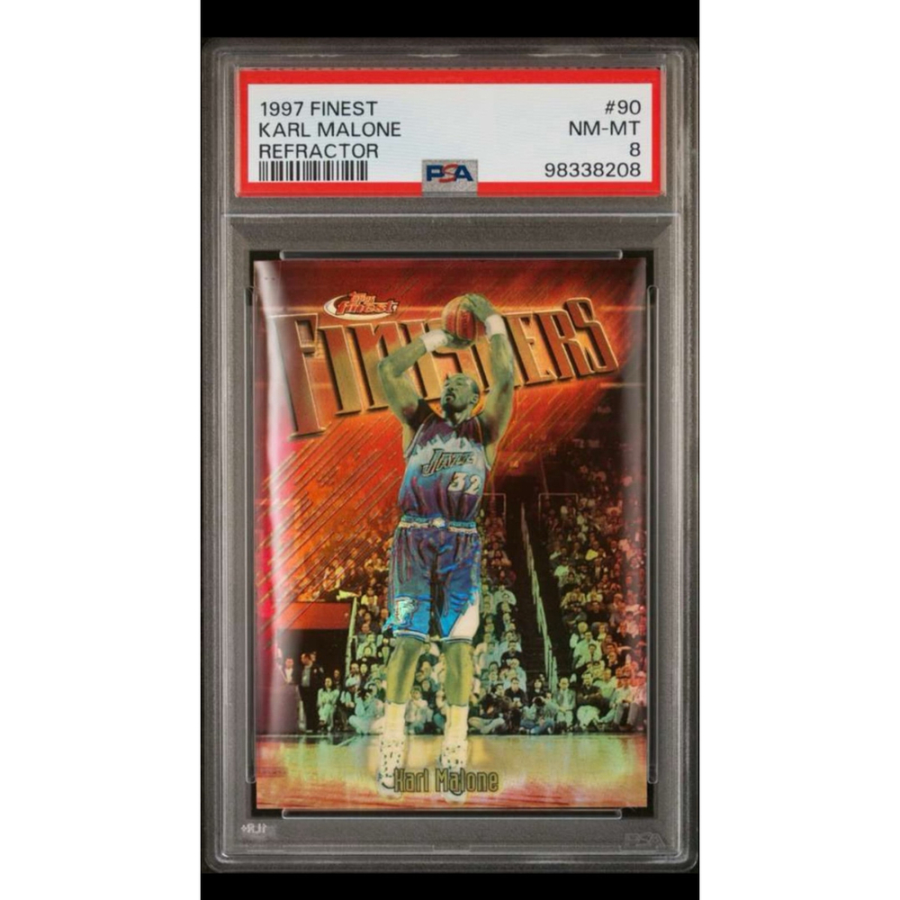 1997 Topps Finest Refractor #90 Karl Malone HOF Jazz